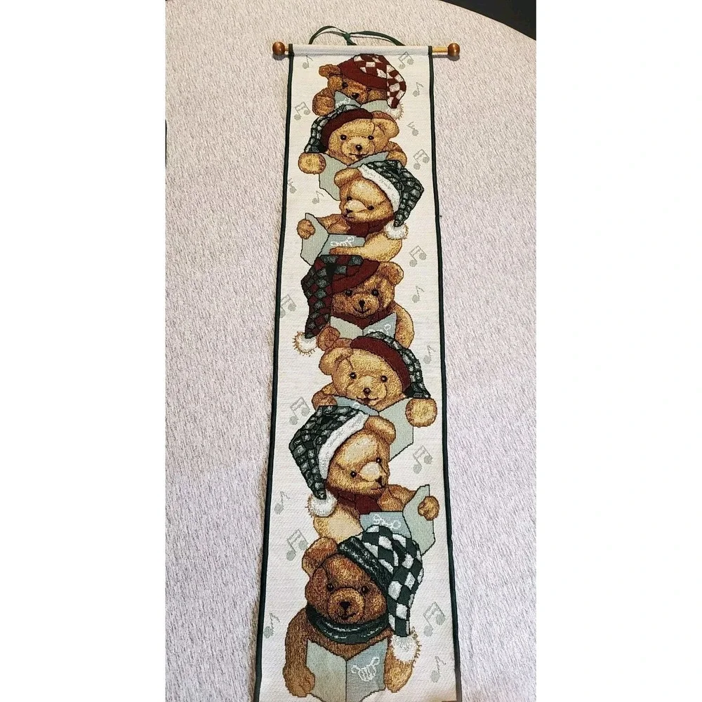 Christmas Caroling Teddy Bear Tapestry Pendant & 72